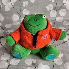 RARE! Woolworths Vintage Fleecy Pals RIVET FROG Soft Toy Plush Orange Fleece 5"
