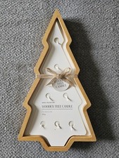 Large Decorative Christmas Tree Wooden Candle. Xmas Gift. Seasonal Decoration