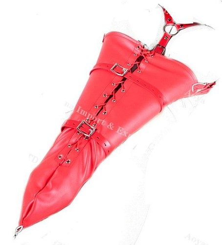 Red faux leather single glove - red,