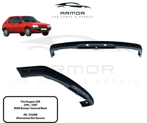 Rear bumper black - w/, holes