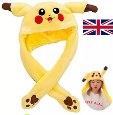 UK Seller Pikachu Rabbit Hat Plush Moving Ears Pressing with Airbag Cap Fun