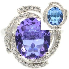 18x16mm Delicate Fine Cut Color Changing Alexandrite Topaz Silver Ring US 7.0