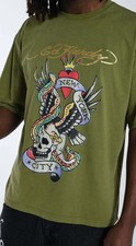 Ed Hardy T Shirt New York City, Skull Eagle Mens T-Shirt Green,  Size Medium