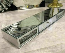 Mirrored Diamond Crush Floating Wall Shelf Crystal Modern 80x20 Sparkly bling