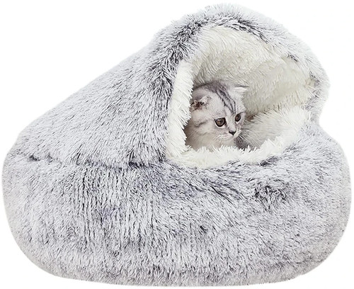 Dog cat bed hooded kitten - hooded, pet