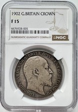 1902 Great Britain Crown F15 Silver .925 KM#803 EDWARD VII NGC