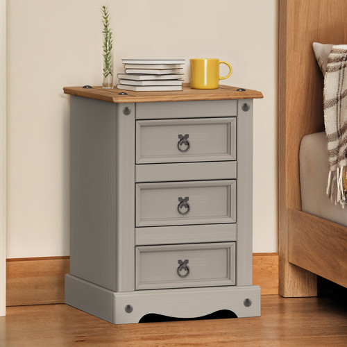 Corona bedside cabinet grey - bedside,
