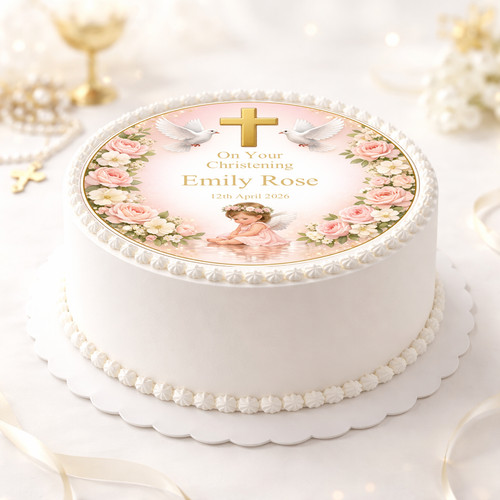 Baby girl christening edible - girl,