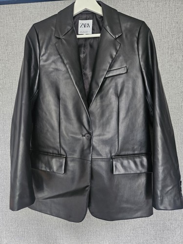 Zara black faux leather - leather, blazer