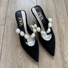 Zara Kitten Heels With Pearl Beads Size 38