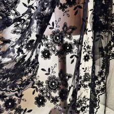 Flower Lace Fabric Scalloped Edge Embroidery LaceTulle for Dress,Costumes