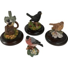4 x Country Artists Miniature Bird Figurines Blackbird Coaltit Thrush Bullfinch