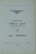 Jaguar Original UK Price List