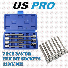 US PRO Extra Long Hex Bit Socket Set 3/8" Dr Allen Keys H3 4 5 6 7 8 10mm 1399
