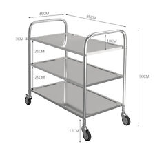2-4 Tier Stainless Steel Trolley Kitchen Restaurant Serving Catering Cart Wheels