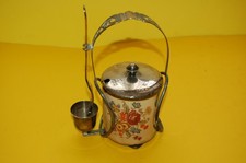 Alice Blue Yeoman Ware Lidded Pot & Holder - Mould 159 - With original Fork.