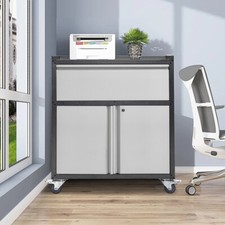 Office Lockable Metal Steel Filing Cabinet 1 Drawer 2 Door Storage Side Cupboard