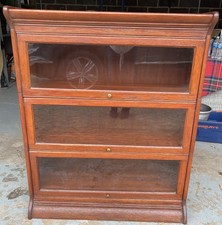 Globe Wernicke Style Three-Tiered Oak Barristers Bookcase In Oak