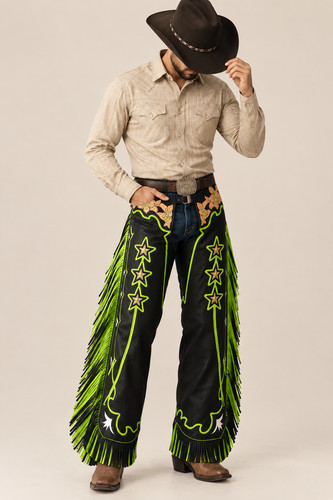 Men black leather - men's, chaps