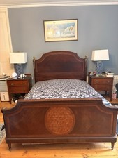 French Empire Revival Mahogany King Size Bed c1900 – Marquetry & Gilt Mounts