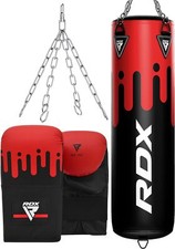 RDX Punching Bag, MMA Boxing Bag, Unfilled Hanging Punch Bag with Gloves 4FT 5FT