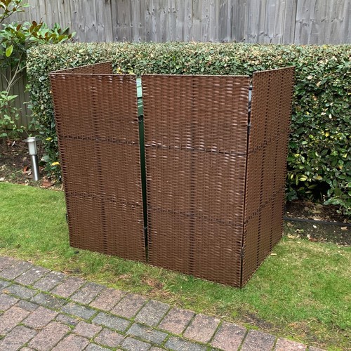 Rattan effect wheelie bin - rattan,