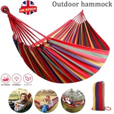 Person Garden Canvas Hammock Camping Sleeping Swing Hang Bed Outdoor Travel UK