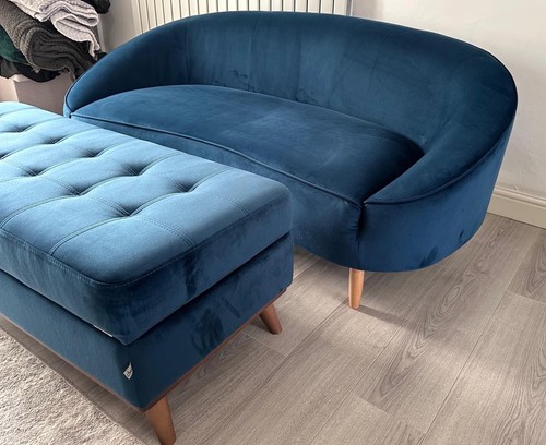 Velvet blue sofa with - velvet,