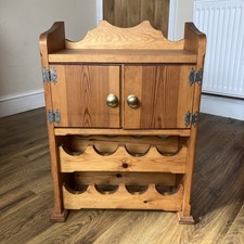 Solid Antique Vintage Pine 8 Bottle Freestanding Wine Rack Cupboard Doors