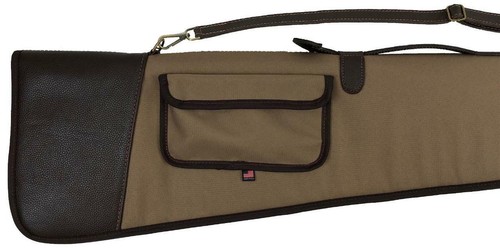 Leather canvas shotgun case - &,