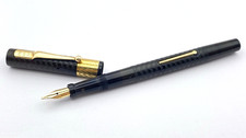 VINTAGE MABIE TODD SWAN FOUNTAIN PEN BLACK FLEXIBLE 14K GOLD OBLIQUE BROAD NIB