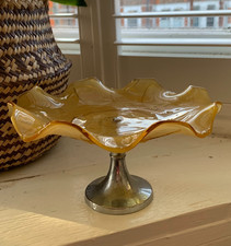 Art deco frosted amber glass