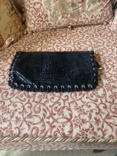 Reiss Black Leather Clutch Bag