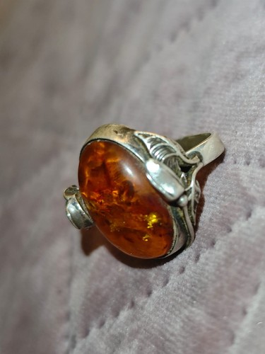 Solid 925 amber ring with - solid,
