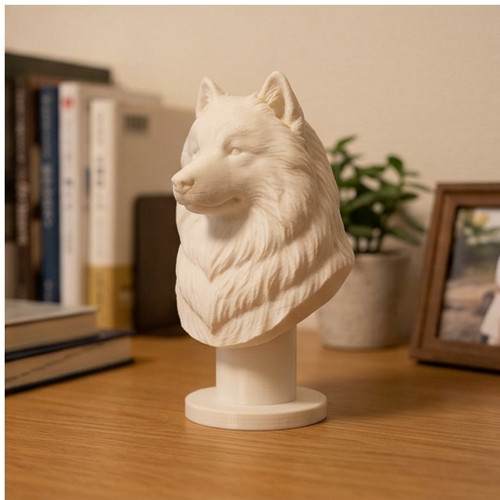 Samoyed dog bust sculpture - samoyed,