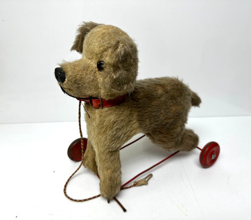 Vintage straw filled dog - dog, on