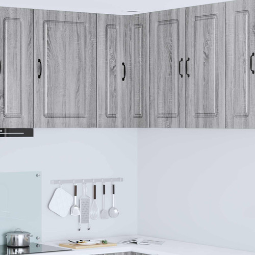 Wooden kitchen cabinet grey - kitchen,
