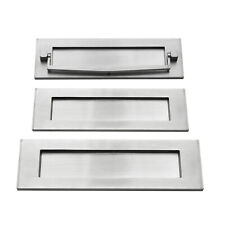 Victorian Heavy Sprung Solid Brass Letter Box Postal Plate Covers - Satin Chrome