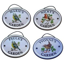 Garden Sign Personalised Gift Bird Embossed Metal Hanging Decor Shed Women M-Z