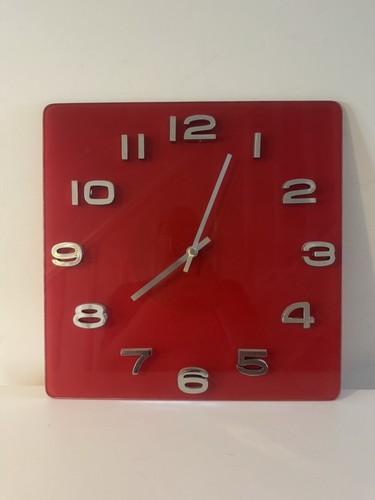 Large red glass wall - red, clock