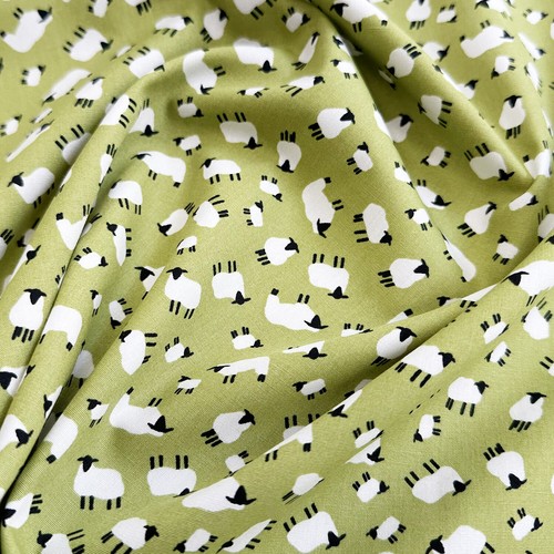 Cotton fabric white sheep on - cotton,
