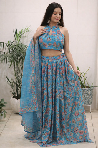 Blue floral printed premium - printed,