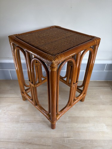 Vintage side table - cane, bamboo