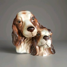 Vintage Napco Ware  Dog Planter Figurine Springer Spaniel Mother & Puppy #8953