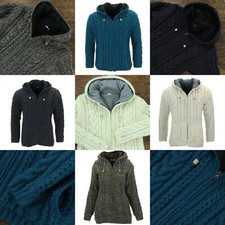 Wool Cable Knit Hooded Jacket