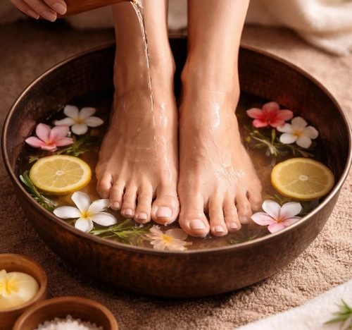 Old copper pedicure bowl foot - bowl,