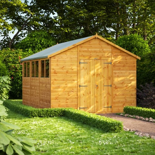 12x10 wooden apex garden shed - apex,