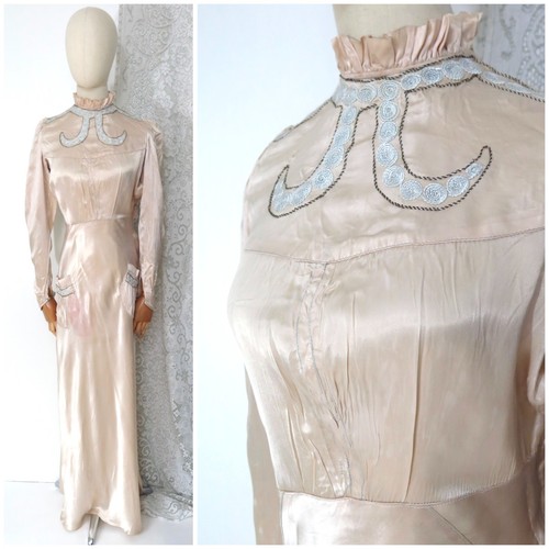 Vintage 1930s deco pink satin - 1930s,