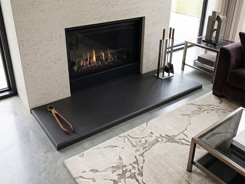 Black basalt fireplace - basalt,