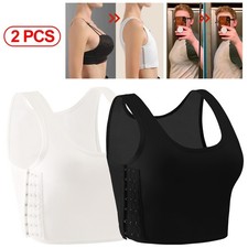 2Pcs Lesbian Tomboy Tank Top Corset Trans Lesbian Breast Binder Chest Shaper